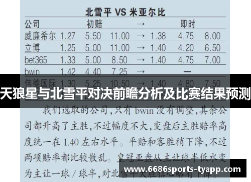 天狼星与北雪平对决前瞻分析及比赛结果预测